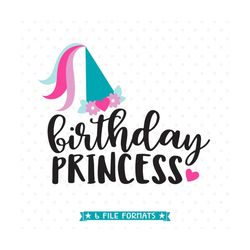 Birthday Princess SVG file, Princess Birthday cut file, Birthday Girl SVG, Girls Birthday iron on file, Princess svg, Bi