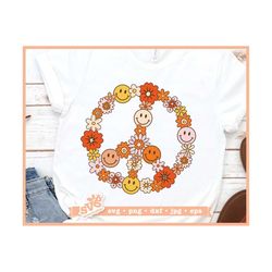 Floral Peace Sign SVG | Hippie SVG | Boho Hippie Retro T-shirt Design | Hippie Flower SVG | Floral Hippie svg