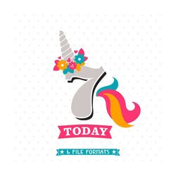 7th Birthday SVG, Unicorn Birthday SVG, Girls Birthday svg, 7th Birthday Shirt SVG file, Unicorn Party svg