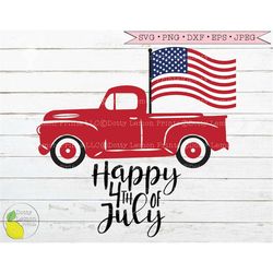 4th of July Truck svg Summer svg Patriotic svg Amercian Flag svg USA svg Farmhouse svg files for Cricut Downloads Silhou