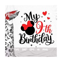 My 9th Birthday Svg, Mouse Birthday Svg, Birthday Trip Svg, Mouse Ears Svg, Birthday Girl Svg, Mouse 9 Svg, Magical Birt