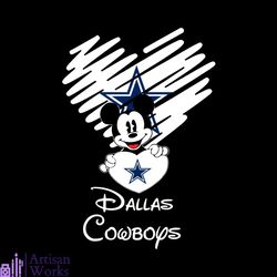 Dallas Cowboys Heart Mickey Mouse SVG, PNG, DXF, EPS Digital File, Sport Svg