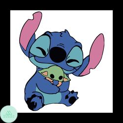 Stitch Hugs Baby Yoda Funny Star Wars SVG PNG EPS DXF, Disney Svg