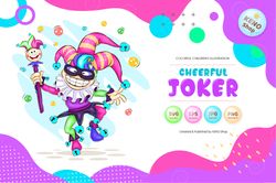 Cheerful Cartoon Joker. T-Shirt, PNG, SVG.