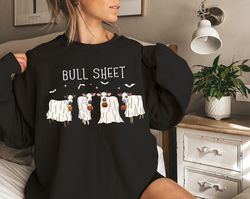 Bull Sheet Sweatshirt, Funny Halloween Ghost Sheet Cows Sweatshirt, Sarcastic Unisex Halloween Crewneck, Ghost Cows Hood