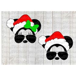 SVG DXF File for Santa Mickey and Minnie with Aviator Sunglasses