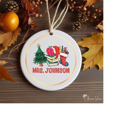 teacher christmas ornament, custom teacher ornament, personalized teacher gift, custom ornament,christmas ornament,teach