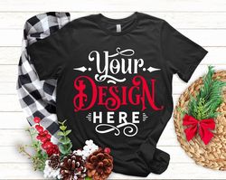 Christmas T-shirt Mockup, Black T-shirt Mockup, Bella Canvas 3001, Winter T Shirt Mockup, Mockup Shirt Designs, Tshirt,