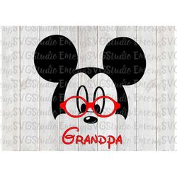 SVG DXF File for Grandpa Mickey with Reading Glasses