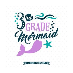 3rd Grade SVG file, Back to School SVG, Mermaid SVG, Girls Third Grade Shirt svg design, Back to School Iron on file