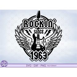 Rockin 58th Birthday svg, Turning 58 svg, 1963 svg files for Cricut. 1963 png, svg, dxf clipart files. 1963 shirt decal