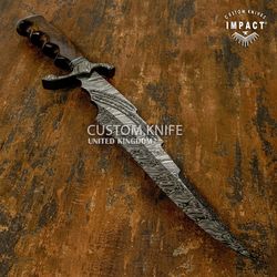 IMPACT CUTLERY RARE CUSTOM DAMASCUS FULLER BOWIE KNIFE BURL WOOD HANDLE