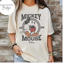 Mickey mouse Est. 1928 checkered shirt, Vintage retro Mickey shirt, Custom character Disney group matching shirts,Disney