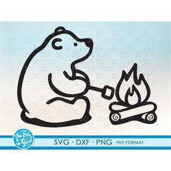 Campfire SVG, Camping svg,marshmallows svg, Bear clipart, roast marshmallows svg, hand drawn cut files for cricut, Bear
