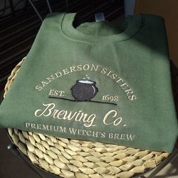 Sanderson Sisters Embroidery Sweatshirt, Halloween Brewing Co Sweatshirt, Vintage Halloween Sweatshirt, Embroidered Spoo