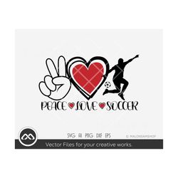 Soccer SVG file Peace love Soccer - soccer svg, soccer mom svg, soccer ball svg, silhouette, png, cut file, for lovers