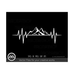 Hiking SVG Mountain Heartbeat- hiking svg, adventure svg, mountains svg, mountain svg hiker svg, hike svg