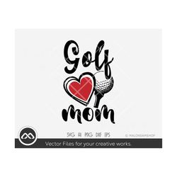 Golfer SVG file Golf love mom - golf svg, golfing svg, golfer svg, golf mom, clipart, png, cut fil, heart for lovers