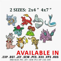 Evolutions embroidery design,Pokemon design, Embroidered design, Embroidered shirt, Pokemon embroidery, Digital download