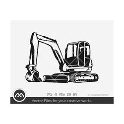 Excavator SVG Mini - excavator svg, excavator clipart, backhoe svg, heavy equipment svg, clipart, png, dxf