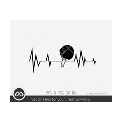Ping pong SVG Heartbeat - Table tennis svg, pingpong svg, ping pong paddle, dxf eps, clipart, png