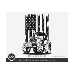 Tractor SVG USA flag - tractor svg, farm tractor svg, us tractor svg, files for cricut, tractor png, dxf, silhouette