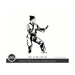 Karate Girl SVG Silhouette - karate svg, martial arts svg, taekwondo svg, dxf, png