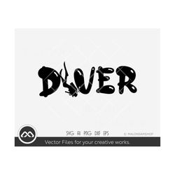Scuba SVG file Diver - scuba diving svg, scuba diver svg, snorkeling svg, silhouette, clipart, png, cut file for lovers