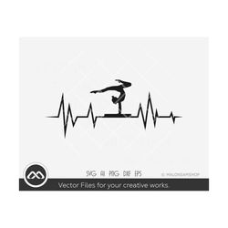 Gymnastic SVG Heartbeat - gymnast svg, gymnastic png, cutfile, digital download
