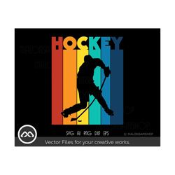 Retro Hockey SVG Hockey - hockey svg, hockey clipart, hockey player svg, hockey cut file, png