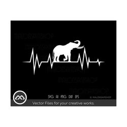 elephant svg heartbeat- elephant svg, baby elephant svg, elephant clipart, elephant png, elephant cricut, elephant cut f