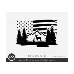 Deer SVG, Mountain svg, Hunting svg - deer hunting svg, flag svg, Distressed flag svg, Camping svg for lovers
