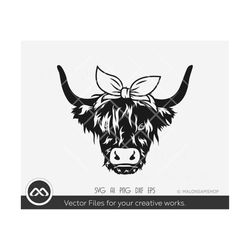 Highland Cow SVG file, Cow head svg, cow face svg, dxf, png, eps, cut file, cricut