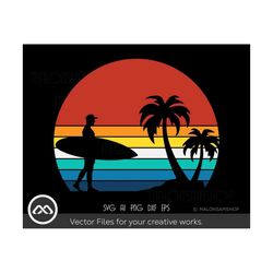 Retro Surfing SVG Surfer beach - surfing svg, surf svg, summer svg, beach svg, surfing clipart, dxf for lovers