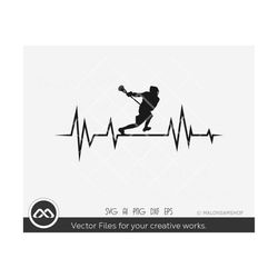 lacrosse svg heartbeat player - lacrosse svg, lax svg, silhouette, sports svg, svg cut file, clipart