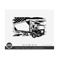 Truck SVG Us flag - truck svg, cargo svg, cargo truck svg, delivery truck svg, silhouette, png, clipart