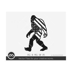 Bigfoot SVG US flag silhouette - bigfoot svg, big foot svg, bigfoot png, bigfoot clipart, cut file , cricut, cameo