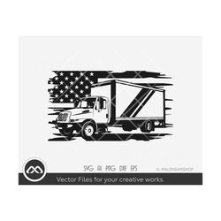 Delivery van SVG Us flag - delivery truck svg, mover svg, shipping truck svg, cut file, png, sublimation