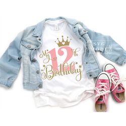 12th Birthday SVG PNG PDF, 12th Birthday Svg, Birthday Svg, 12th Birthday Princess Svg, My 12th Birthday Svg, It's My Bi