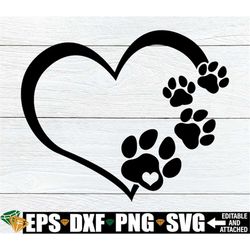 Paw Print Heart, Heart With Paw Prints Template, Dog Paw Prints Vector, Dog Bandana svg, Dog Memorial Clipart svg, Digit