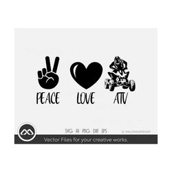 ATV SVG Peace Love ATV - atv svg, quad svg, 4 wheeler svg, dxf, png
