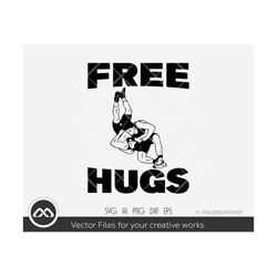 Wrestling SVG Free hugs - wrestling svg, wrestler svg, wrestle svg, silhouette, png, cut file, clipart