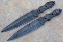 Custom Handmade Damascus steel  13'' Dagger Blank Blades Lot of 2