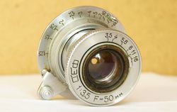 FED 3.5/50 USSR collapsible silver lens rangefinder M39 mount Leitz Elmar copy