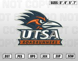 UTSA Roadrunners Embroidery File, NCAA Teams Embroidery Designs, Machine Embroidery Design File