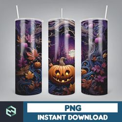 Halloween Tumbler Wrap, 20 oz Skinny Tumbler Sublimation Design, Straight Tumbler Wrap PNG, Spooky Fall PNG (1)