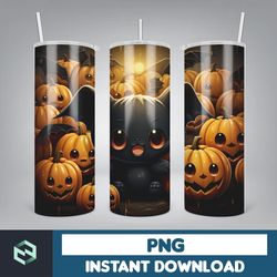 Halloween Tumbler Wrap, 20 oz Skinny Tumbler Sublimation Design, Straight Tumbler Wrap PNG, Spooky Fall PNG (15)