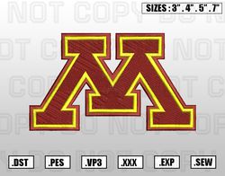 Minnesota Golden Gophers Embroidery File, NCAA Teams Embroidery Designs, Machine Embroidery Design File