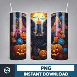 Halloween Tumbler Wrap, 20 oz Skinny Tumbler Sublimation Design, Straight Tumbler Wrap PNG, Spooky Fall PNG (19)