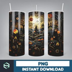 Halloween Tumbler Wrap, 20 oz Skinny Tumbler Sublimation Design, Straight Tumbler Wrap PNG, Spooky Fall PNG (96)